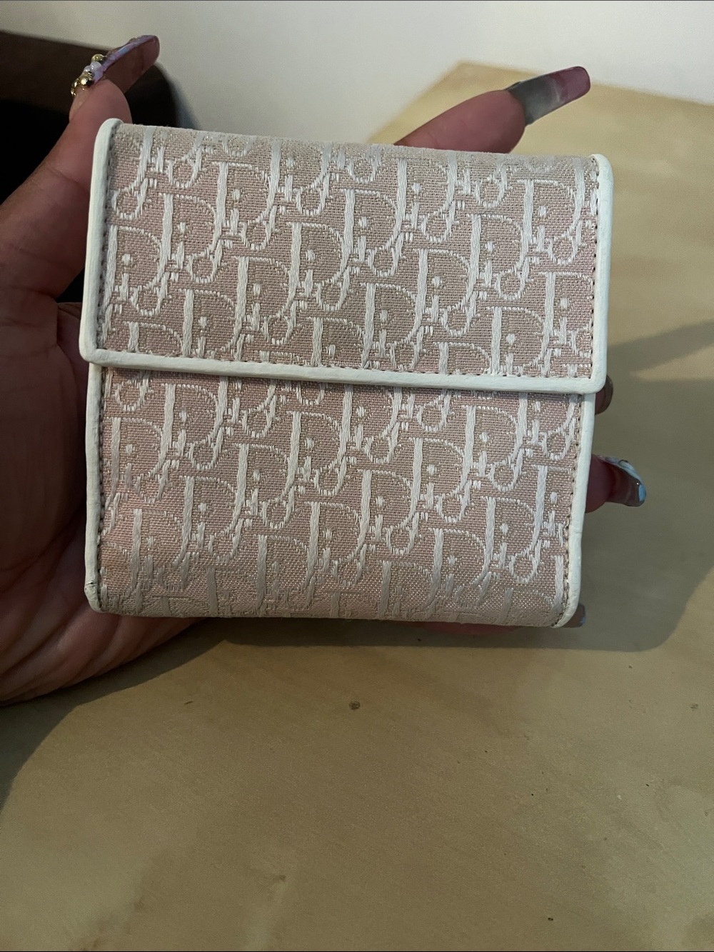 Christian Dior Pink Diorissimo Canvas Compact Wallet